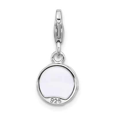 Amore La Vita Sterling Silver Rhodium-plated Multi Color Enameled Cake with Red Enameled Heart Topper Charm with Fancy Lobster Charm
