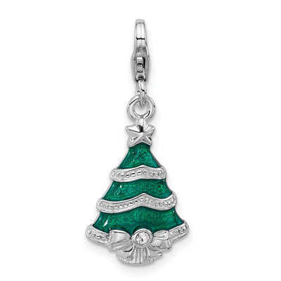 Sterling silver crystal tree charm