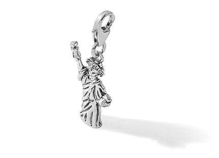 Amore La Vita Sterling Silver Rhodium-plated 3-D Antiqued Statue Of Liberty Charm with Fancy Lobster Clasp