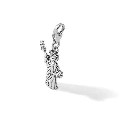 Amore La Vita Sterling Silver Rhodium-plated 3-D Antiqued Statue Of Liberty Charm with Fancy Lobster Clasp