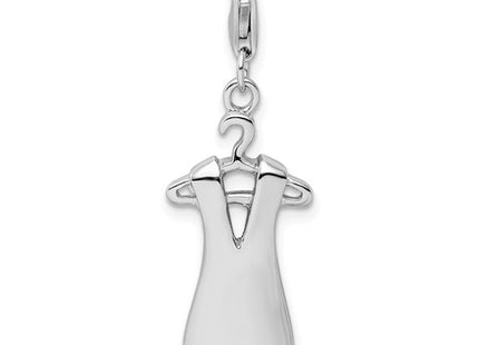 Amore La Vita Sterling Silver Rhodium-plated Polished Open Back Dress on Hanger Charm w/Lobster Clasp