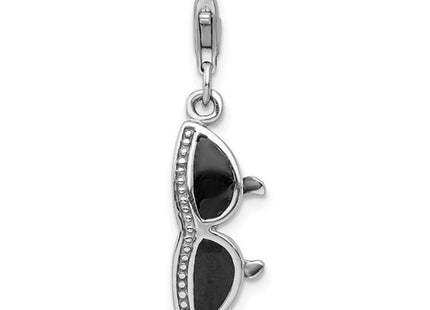 Amore La Vita Sterling Silver Rhodium-plated Polished 3-D Enameled Sunglass Charm with Fancy Lobster Clasp