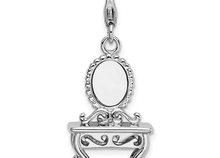Amore La Vita Sterling Silver Rhodium-plated Polished 3-D Vanity Charm with Fancy Lobster Clasp