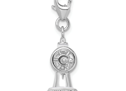 Amore La Vita Sterling Silver Rhodium-plated Polished 3-D Enameled Sewing Machine Charm with Fancy Lobster Clasp, 40 x 2