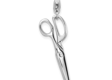 Amore La Vita Sterling Silver Rhodium-plated Polished 3-D Movable Scissors Charm with Fancy Lobster Clasp