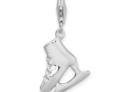Amore La Vita Sterling Silver Rhodium-plated Polished 3-D Ice Skate Charm with Fancy Lobster Clasp