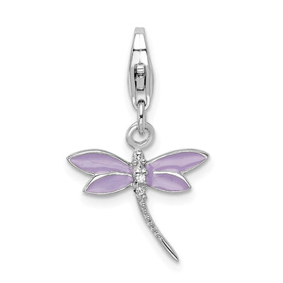 Sterling silver cubic zirconia dragonfly charm