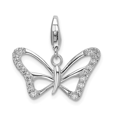 Sterling silver cubic zirconia butterfly charm