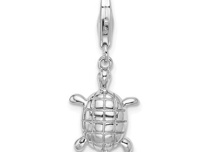 Amore La Vita Sterling Silver Rhodium-plated Polished Turtle Charm with Fancy Lobster Clasp