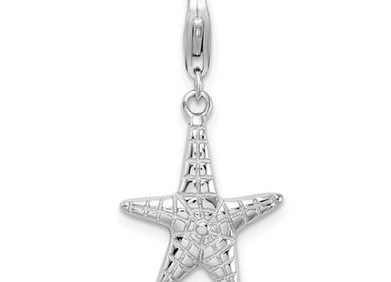 Amore La Vita Sterling Silver Rhodium-plated Polished Starfish Charm with Fancy Lobster Clasp