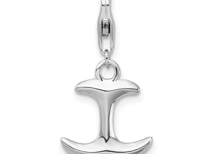 Amore La Vita Sterling Silver Rhodium-plated Polished 3-D Anchor Charm with Fancy Lobster Clasp