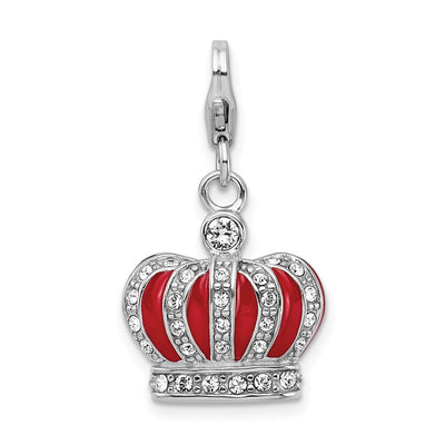 Sterling silver crystal crown charm