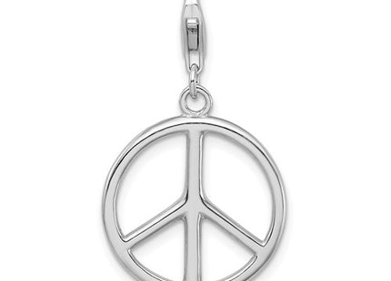 Amore La Vita Sterling Silver Rhodium-plated Polished Peace Sign Charm with Fancy Lobster Clasp