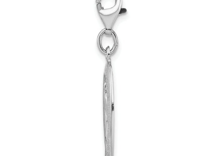 Amore La Vita Sterling Silver Rhodium-plated Polished Miraculous Medal Charm with Fancy Lobster Clasp, 40 x 13mm