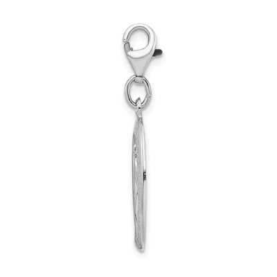 Amore La Vita Sterling Silver Rhodium-plated Polished Miraculous Medal Charm with Fancy Lobster Clasp, 40 x 13mm