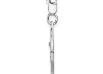 Amore La Vita Sterling Silver Rhodium-plated Polished Saint Michael Medal Charm with Fancy Lobster Clasp (Style QCC501)