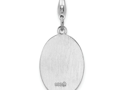 Amore La Vita Sterling Silver Rhodium-plated Polished Saint Christopher Medal Charm with Fancy Lobster Clasp, 41 x 13mm