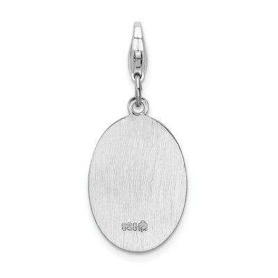 Amore La Vita Sterling Silver Rhodium-plated Polished Saint Christopher Medal Charm with Fancy Lobster Clasp, 41 x 13mm