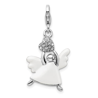 Sterling silver crystal angel charm