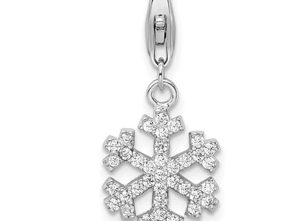 Amore La Vita Sterling Silver Rhodium-plated Polished CZ Snowflake Charm with Fancy Lobster Clasp