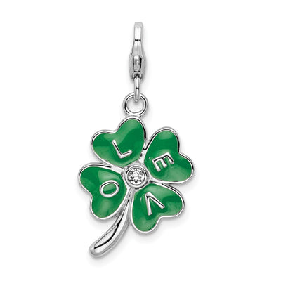 Sterling silver crystal clover charm