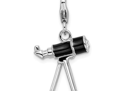 Amore La Vita Sterling Silver Rhodium-plated Polished 3-D Enameled Crystal from Swarovski Telescope Charm with Fancy Lobster Clasp