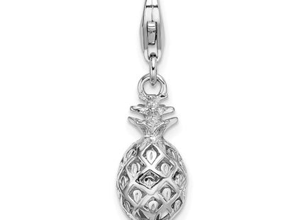Amore La Vita Sterling Silver Rhodium-plated Polished Pineapple Charm with Fancy Lobster Clasp