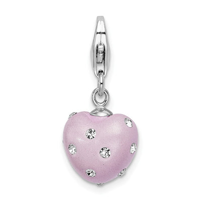 Sterling silver crystal heart charm