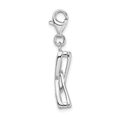 Amore La Vita Sterling Silver Rhodium-plated Polished3-D Enameled Sunglass Charm with Fancy Lobster Clasp