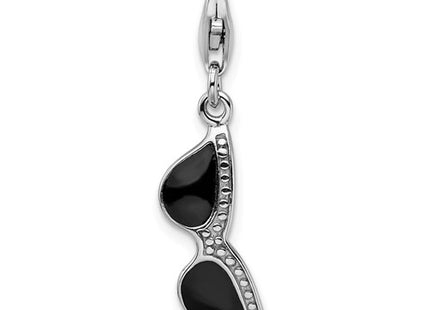 Amore La Vita Sterling Silver Rhodium-plated Polished3-D  Enameled Sunglass Charm with Fancy Lobster Clasp