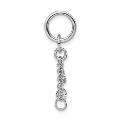 Amore La Vita Sterling Silver Rhodium-plated Polished Circle with Cable Chain Dangles Charm Carrier Pendant, 43 x 6mm