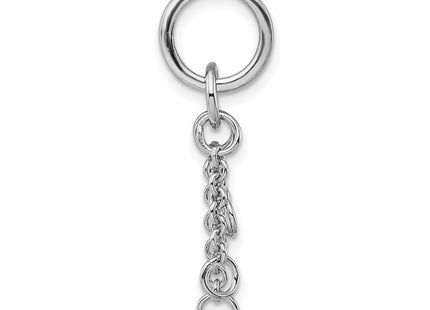 Amore La Vita Sterling Silver Rhodium-plated Polished Circle with Cable Chain Dangles Charm Carrier Pendant (Style QCC615)