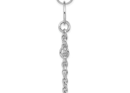 Amore La Vita Sterling Silver Rhodium-plated Polished Circle with Cable Chain Dangles Charm Carrier Pendant, 78 x 14mm
