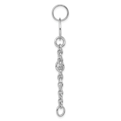 Amore La Vita Sterling Silver Rhodium-plated Polished Circle with Cable Chain Dangles Charm Carrier Pendant, 78 x 14mm