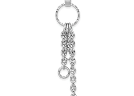 Amore La Vita Sterling Silver Rhodium-plated Polished Circle with Cable Chain Dangles Charm Carrier Pendant, 78 x 14mm