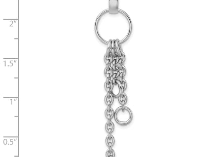 Amore La Vita Sterling Silver Rhodium-plated Polished Circle with Cable Chain Dangles Charm Carrier Pendant, 78 x 14mm
