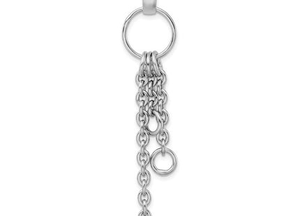 Amore La Vita Sterling Silver Rhodium-plated Polished Circle with Cable Chain Dangles Charm Carrier Pendant