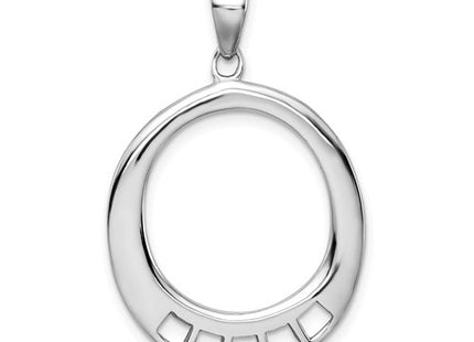 Amore La Vita Sterling Silver Rhodium-plated Polished Oval Shaped Charm Carrier Pendant