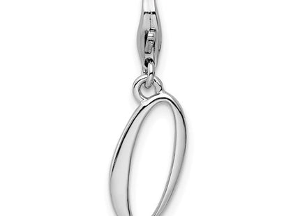 Amore La Vita Sterling Silver Rhodium-plated Polished Number 0 Charm with Fancy Lobster Clasp