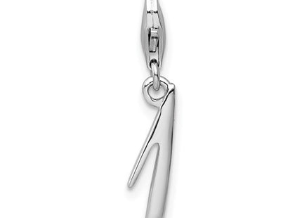 Amore La Vita Sterling Silver Rhodium-plated Polished Number 1 Charm with Fancy Lobster Clasp