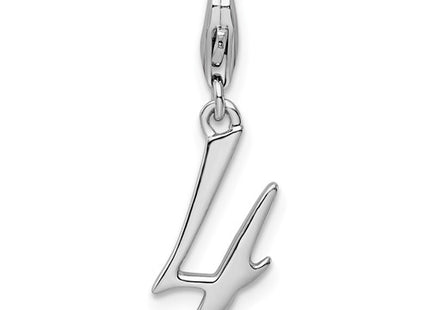 Amore La Vita Sterling Silver Rhodium-plated Polished Number 4 Charm with Fancy Lobster Clasp