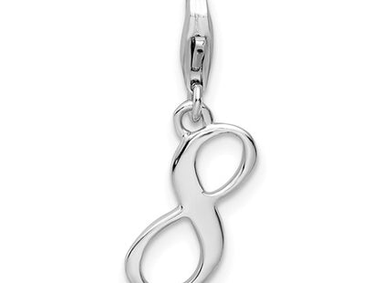 Amore La Vita Sterling Silver Rhodium-plated Polished Number 8 Charm with Fancy Lobster Clasp