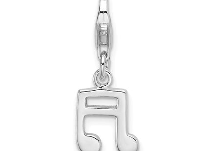 Amore La Vita Sterling Silver Rhodium-plated Polished Beamed Sixteenth Note Charm with Fancy Lobster Clasp