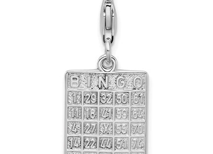 Amore La Vita Sterling Silver Rhodium-plated Polished Bingo Card Charm with Fancy Lobster Clasp