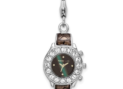 Amore La Vita Sterling Silver Rhodium-plated Polished 3-D Enameled Watch Charm with Fancy Lobster Clasp