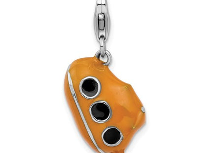 Amore La Vita Sterling Silver Rhodium-plated Polished 3-D Enameled Submarine Charm with Fancy Lobster Clasp