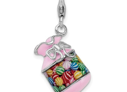 Amore La Vita Sterling Silver Rhodium-plated Polished 3-D Enameled Candy Jar Charm with Fancy Lobster Clasp