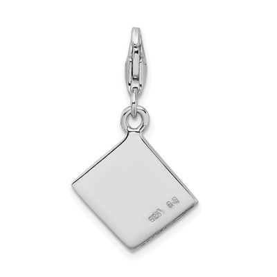 Amore La Vita Sterling Silver Rhodium-plated Polished 3-D Passport Charm with Fancy Lobster Clasp