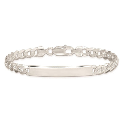 Sterling Silver Curb Link ID Bracelet, 8 x 6mm