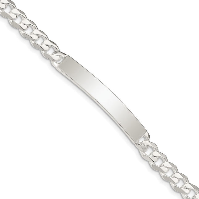 Sterling Silver Curb Link ID Bracelet, 8 x 6mm